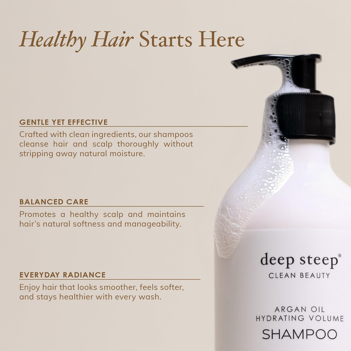 Deep Steep Gentle Clarifying Shampoo – Tea Tree, Peppermint, Aloe & Hyaluronic Acid | Sulfate-Free & Vegan
