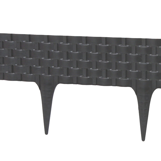 Lawn Edging, Plastic Palisade Rattan Effect, 2.4m, Deep Grey