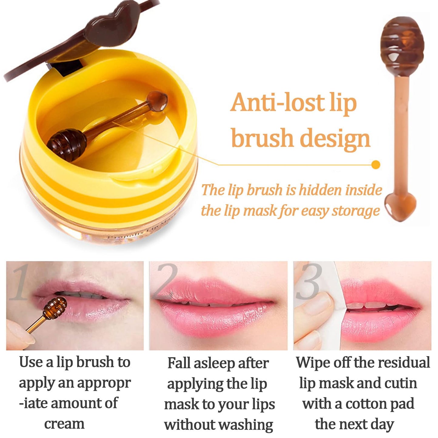Deepmind 6-Piece Bee Lip Balm Lip Mask Honey Pot – Overnight Hydration, Propolis Care, Valentine’s & Galentine’s Gifts