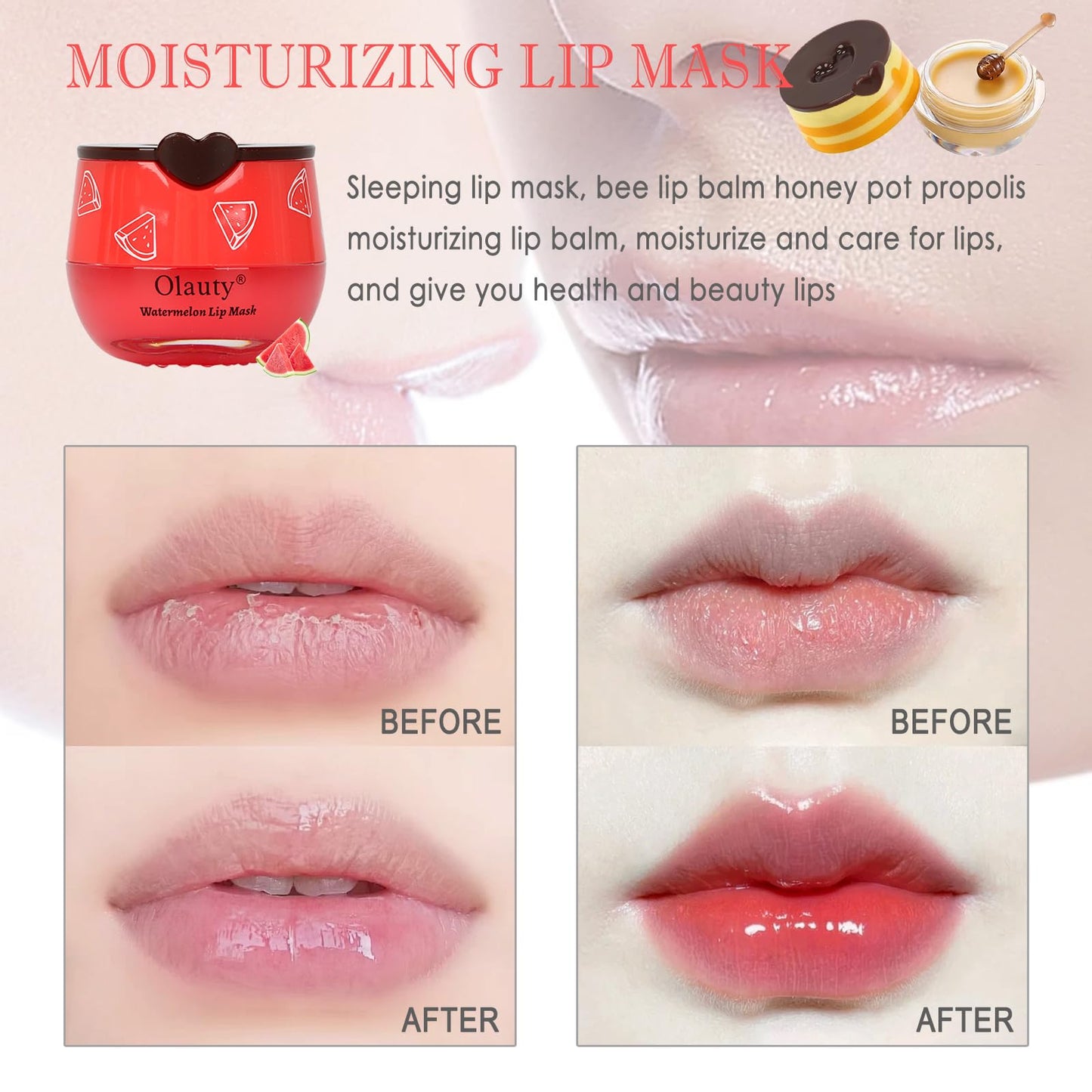 Deepmind 6-Piece Bee Lip Balm Lip Mask Honey Pot – Overnight Hydration, Propolis Care, Valentine’s & Galentine’s Gifts
