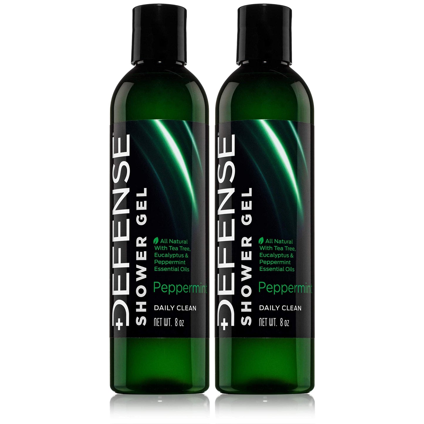 Defense Soap Peppermint Tea Tree Body Wash – All-Natural Odor Control for Athletes (Pack of 2, 8 oz)