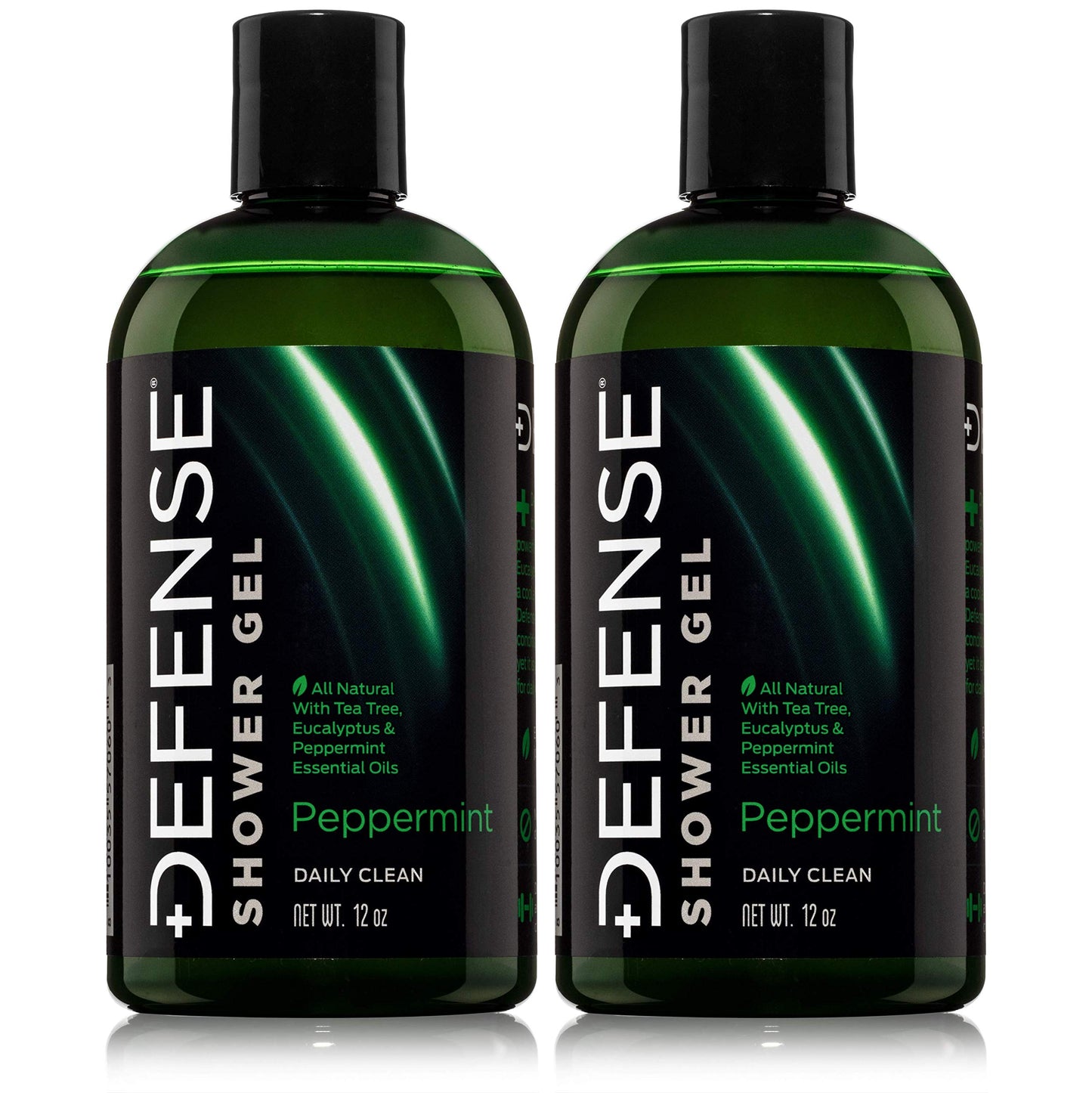Defense Soap Peppermint Tea Tree Body Wash | All-Natural Athlete Shower Soap | Odor Control & Skin Support | 12 oz Pack of 2