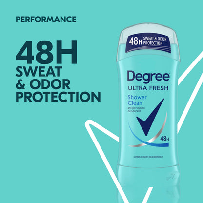 Degree Ultra Fresh Shower Clean Antiperspirant Stick — 48H Sweat & Odor Protection, 4-Pack for Women