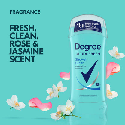 Degree Ultra Fresh Shower Clean Antiperspirant Stick — 48H Sweat & Odor Protection, 4-Pack for Women