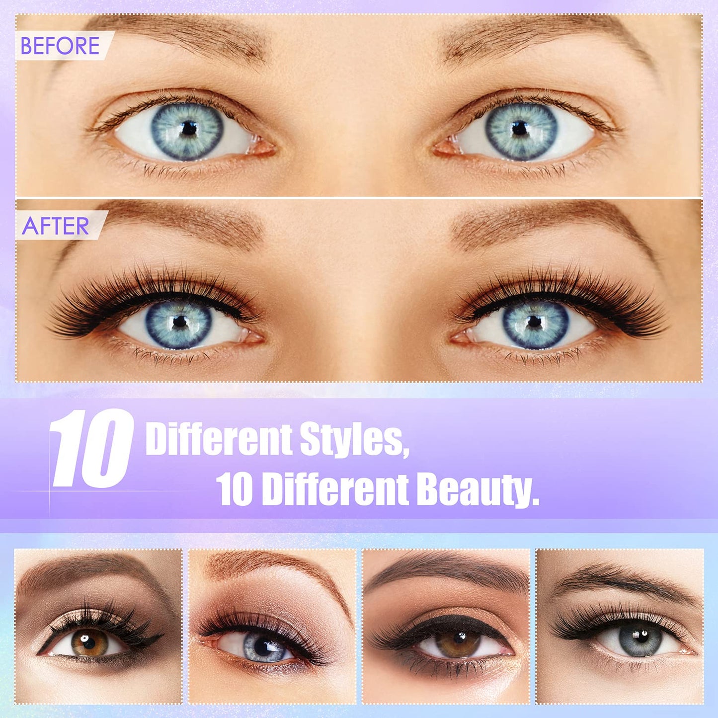 DEJAVIA Magnetic Lashes Kit – 10 Pairs, Magnetic Eyeliner & Tweezers, Reusable