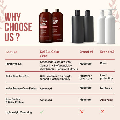 DEL SUR Color Safe Shampoo & Conditioner Set – Color Protect & Hydration (16 oz each)