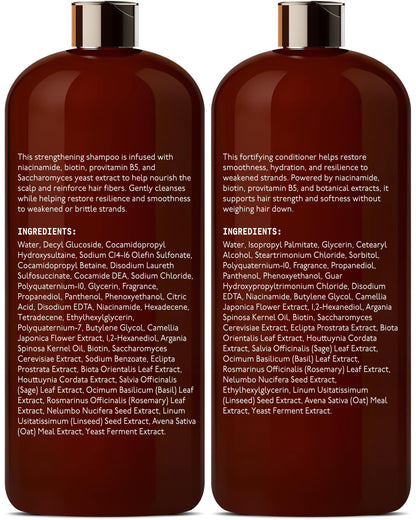 DEL SUR Hair Strengthening Shampoo & Conditioner Set | Camellia Japonica, Niacinamide, Provitamin B5 & Biotin – 16 fl oz Each