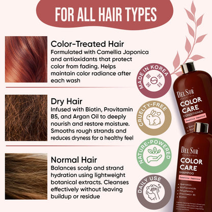 DEL SUR Color Safe Shampoo & Conditioner Set – Color Protect & Hydration (16 oz each)