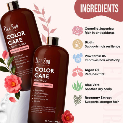 DEL SUR Color Safe Shampoo & Conditioner Set – Color Protect & Hydration (16 oz each)