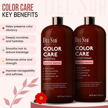 DEL SUR Color Safe Shampoo & Conditioner Set – Color Protect & Hydration (16 oz each)