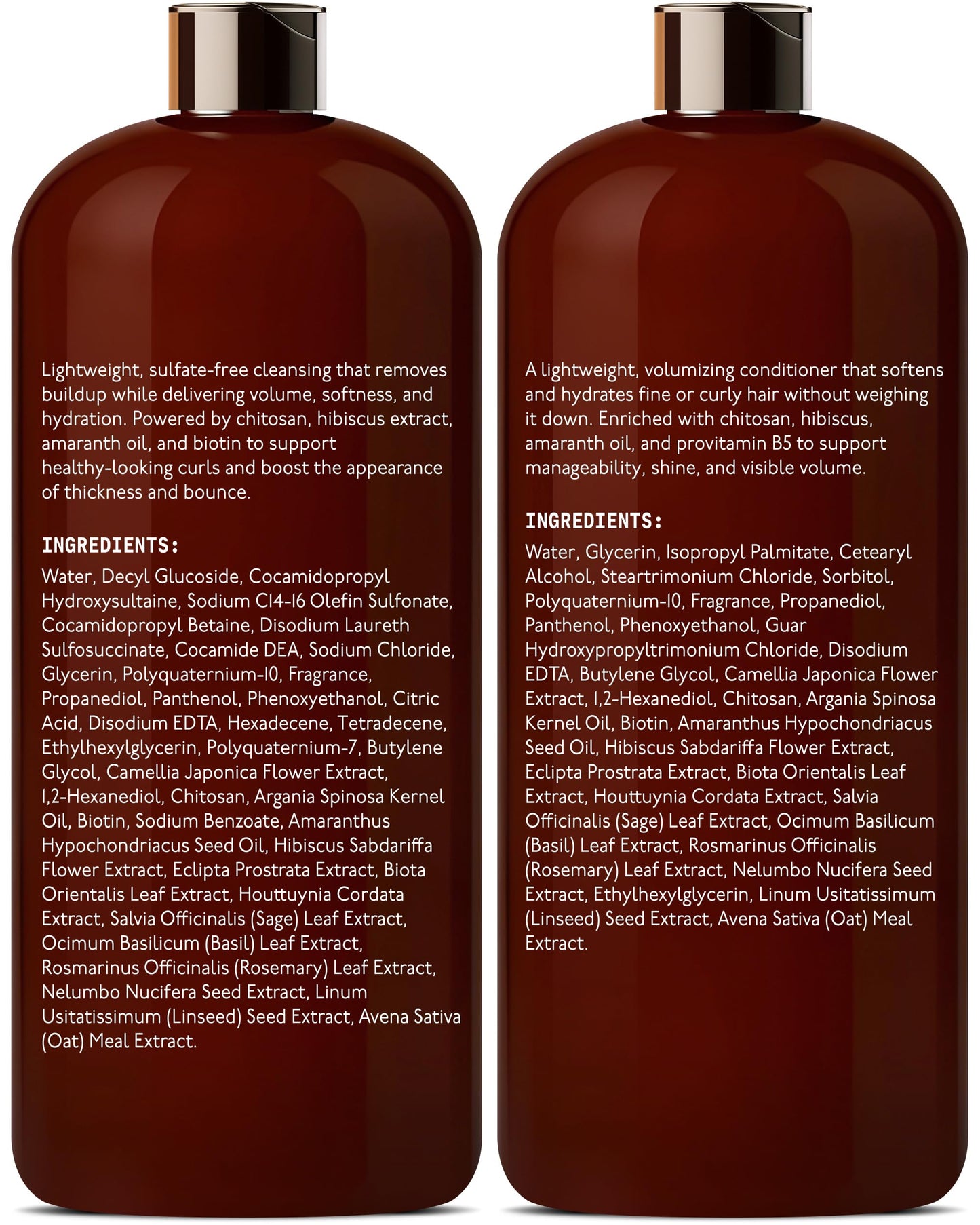 DEL SUR Curly Hair Shampoo & Conditioner Set — 16 oz Each | Camellia Japonica, Hibiscus & Amaranth Oil for Curl Definition, Volume & Hydration