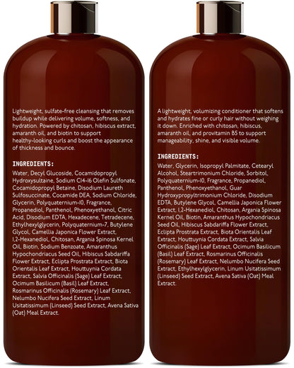 DEL SUR Curly Hair Shampoo & Conditioner Set — 16 oz Each | Camellia Japonica, Hibiscus & Amaranth Oil for Curl Definition, Volume & Hydration