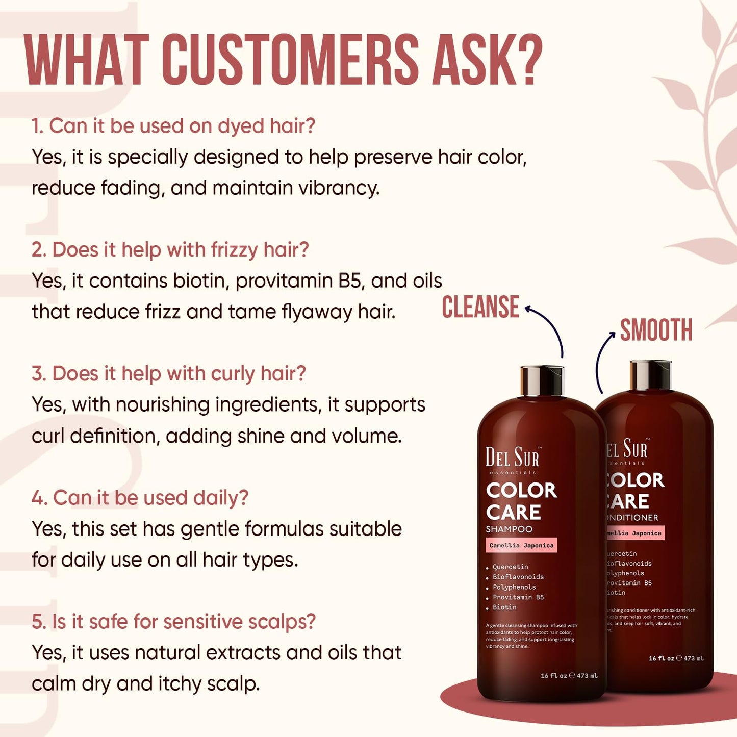 DEL SUR Color Safe Shampoo & Conditioner Set – Color Protect & Hydration (16 oz each)