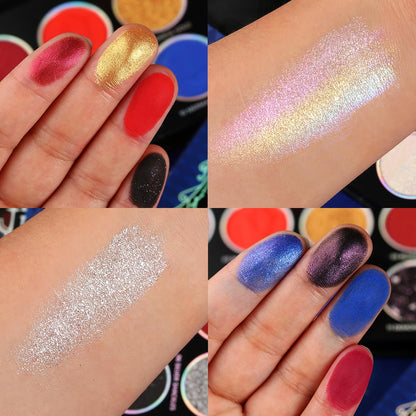 DE'LANCI Red Blue Multichrome Eyeshadow Palette | High Pigment, Vegan Metallic Shimmers