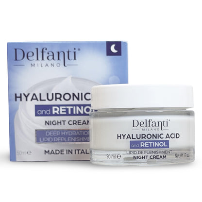 Delfanti-Milano Hyaluronic Acid & Retinol Night Cream – Deep Hydration & Lipid Replenishment