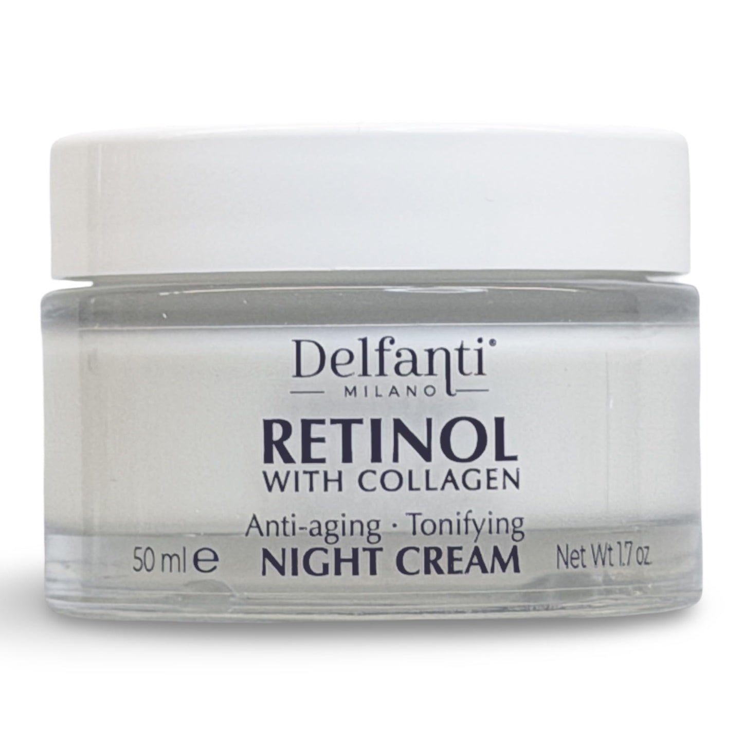 Delfanti-Milano Retinol with Collagen Night Cream – Anti-Aging Face & Neck Moisturizer | Made in Italy | 1.7 oz