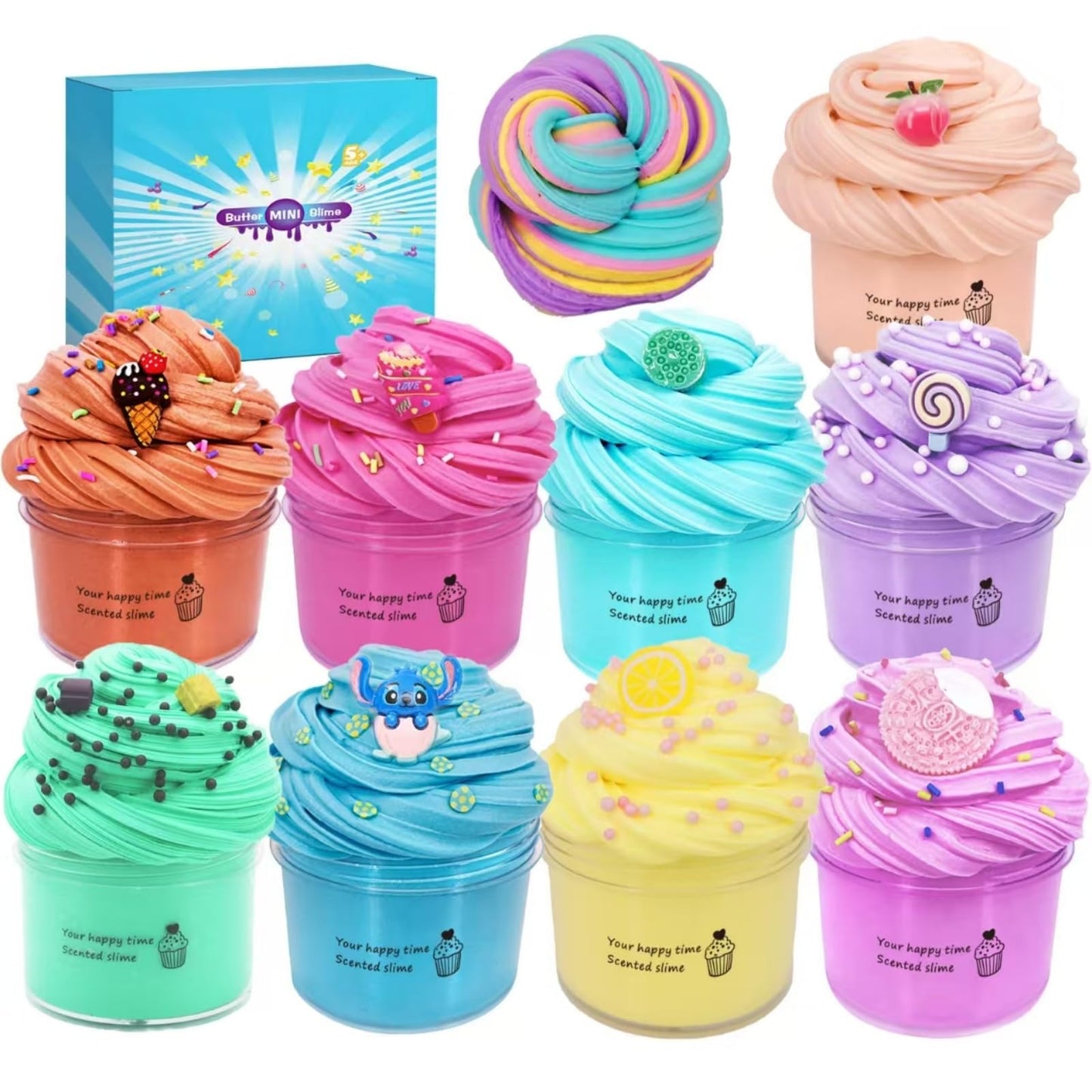 Delpaneo 9 Packs Butter Slime Kit – Super Soft, Non-Sticky Stress Relief Toy for Kids