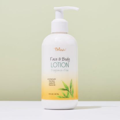 DELÚVIA Moisturizing Body & Face Lotion – Unscented, Organic Aloe Vera, Shea Butter, Jojoba Oil, Vitamin E & B5 | 2 Pack