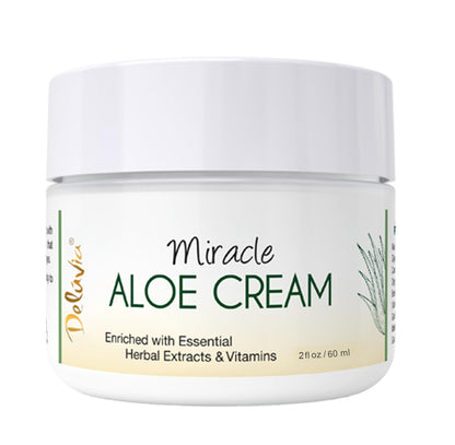 DELÚVIA Miracle Aloe Cream | Face & Body Moisturizer with Vitamin E & Organic Aloe Vera | 2 oz Travel Size