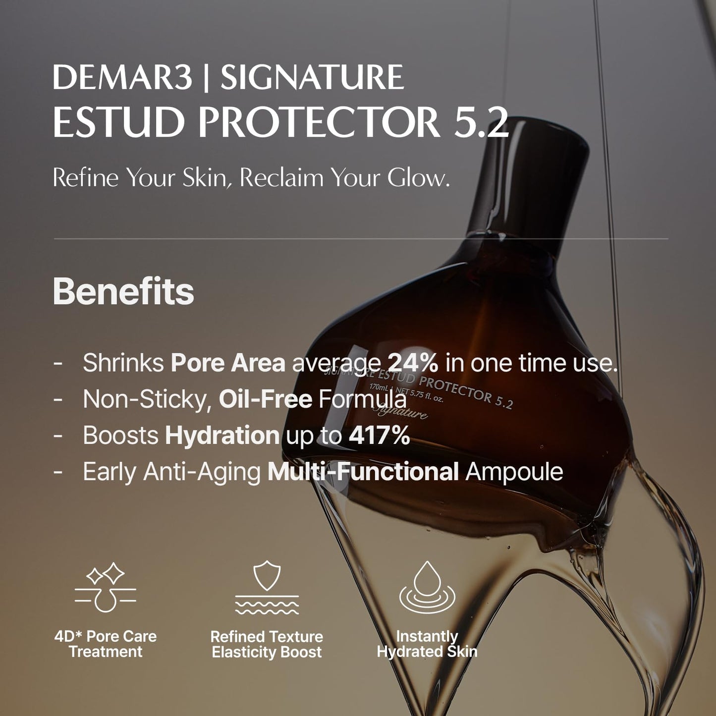 DEMAR 3 Signature ESTUD Protector – Pore Minimizer Niacinamide Serum (2%), 1.69 fl oz