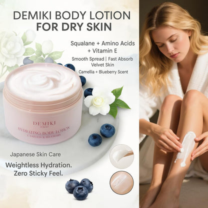 DEMIKI Body Lotion with Squalane & Amino Acids – Hydrating Moisturizer for Dry Skin