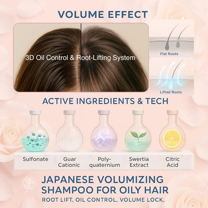 DEMIKI Shampoo for Women | Clarifying, Sulfate-Free Rose-Scented Keratin Care for Oily Hair (450ml)