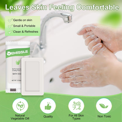 Demissle Travel Size Soap Bars – 200-Pack 0.35 oz Mini Hotel Soap for Hotels, Rentals & Travel