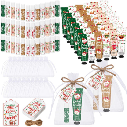 Demissle Christmas Hot Cocoa Hand Cream & Lip Balm Gift Set – 72 Pcs Party Favors