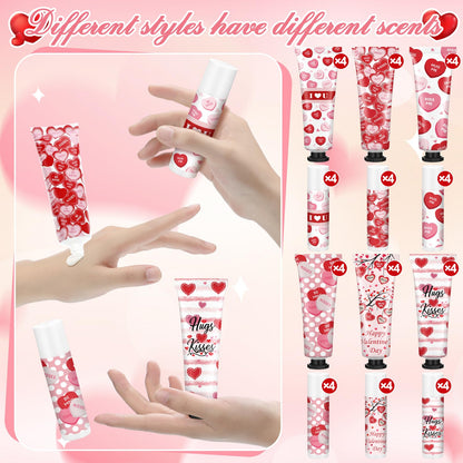Demissle 24 Sets Valentine's Day Hand Cream & Lip Balm Gift Set – Galentine's Day Party Favors