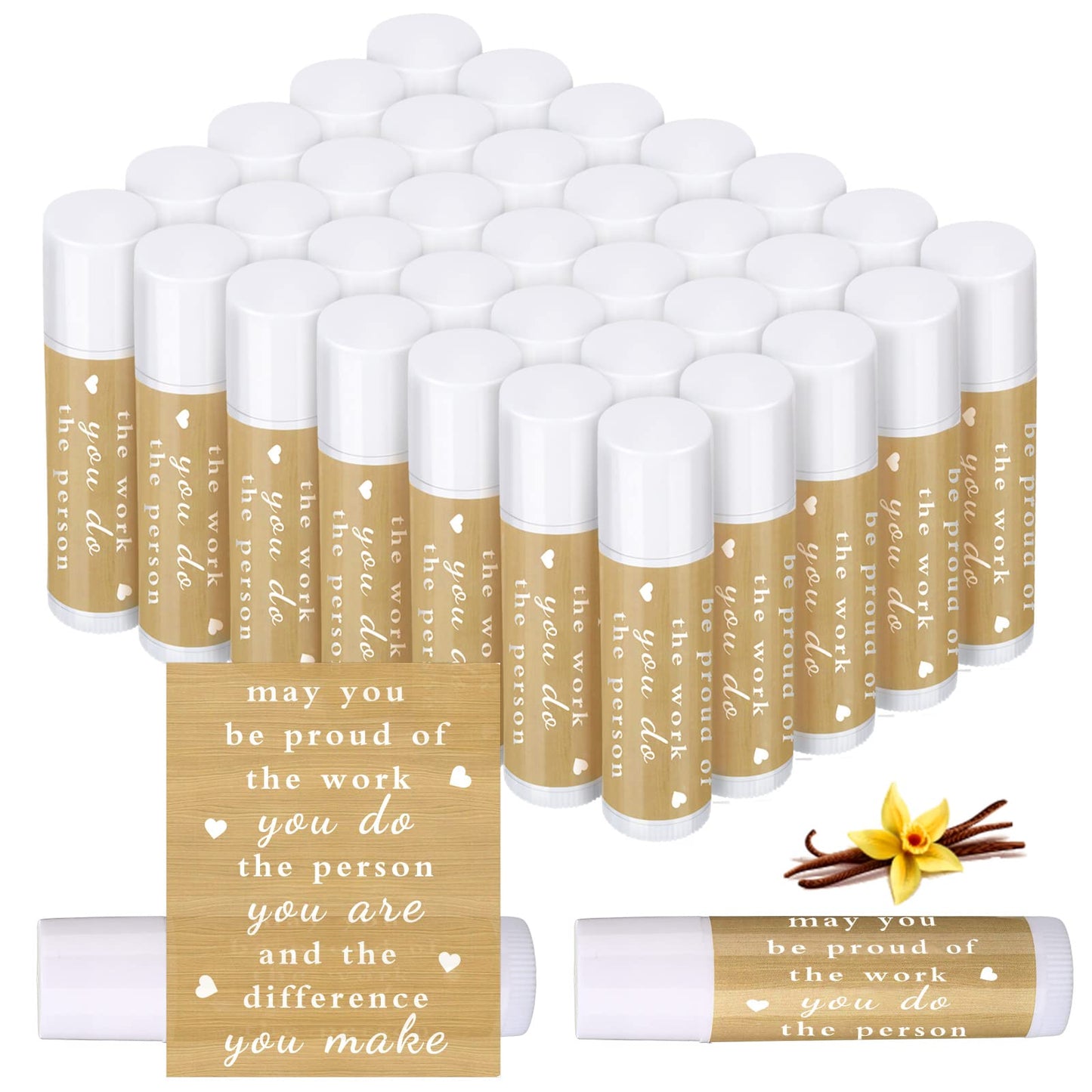 Demissle Lip Balm Bulk Gift Pack — 72 Vanilla Moisturizing Balms for Teachers, Staff, and Volunteers