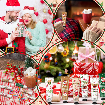 Demissle 12-Piece Christmas Hand Cream & Lip Balm Gift Set – Hot Cocoa Party Favors