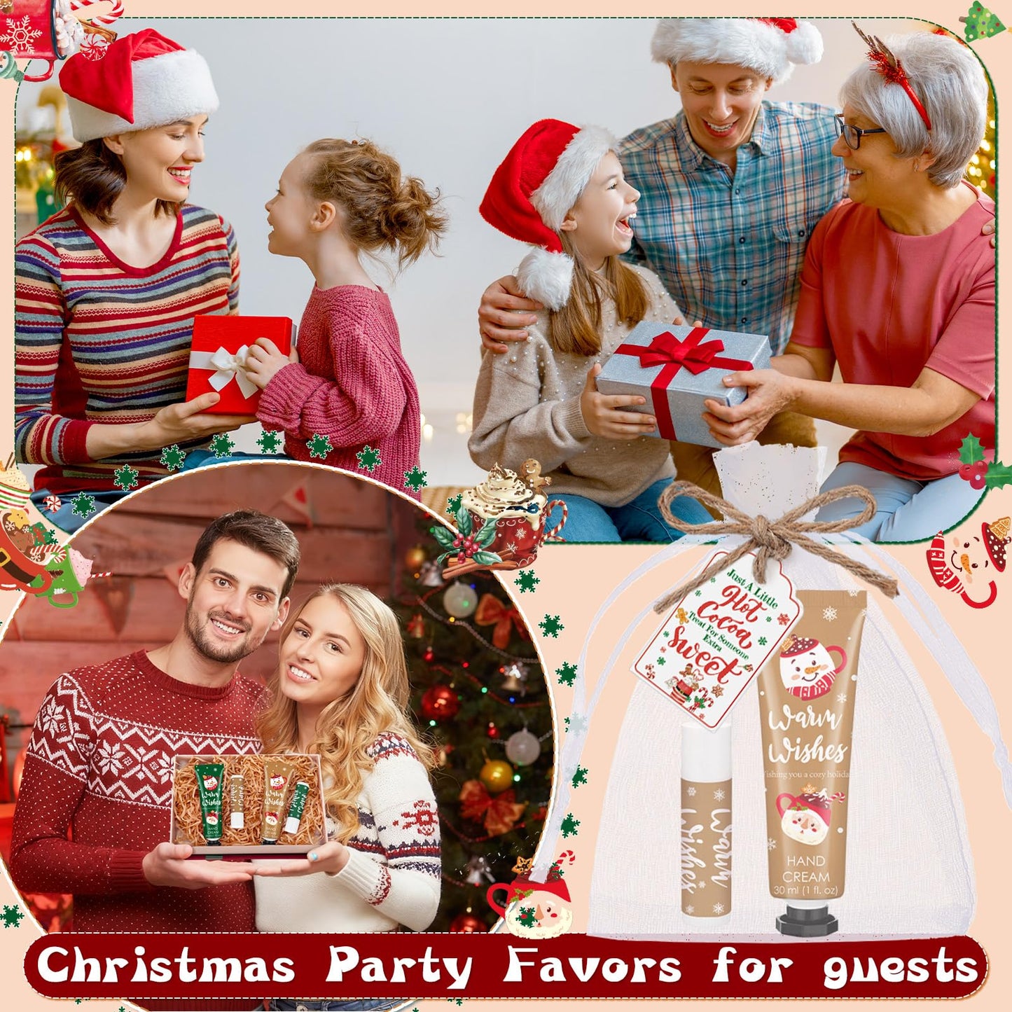 Demissle 12-Piece Christmas Hand Cream & Lip Balm Gift Set – Hot Cocoa Party Favors