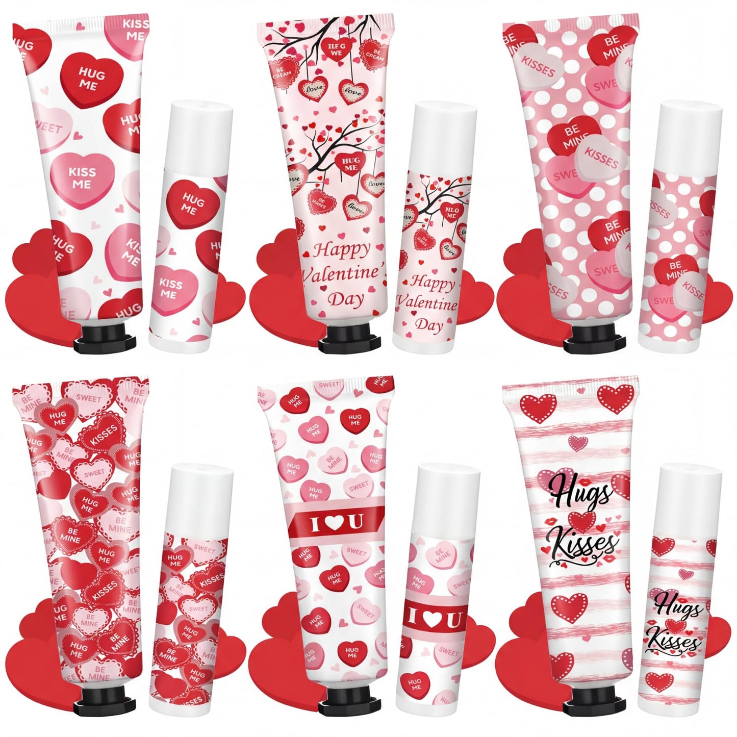 Demissle Valentine's Day Hand Cream & Lip Balm Gift Set – 6 Duos for Galentine's