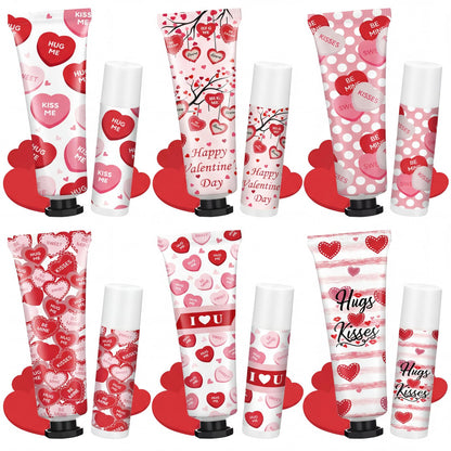 Demissle Valentine's Day Hand Cream & Lip Balm Gift Set – 6 Duos for Galentine's