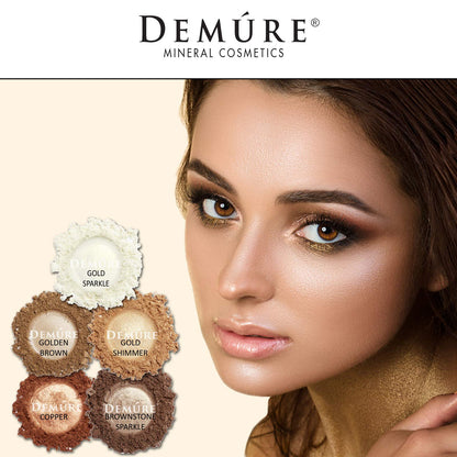 DEMÚRE Demure Mineral Glitter Eye Shadow – Gold Sparkle Shimmer (Loose Powder)