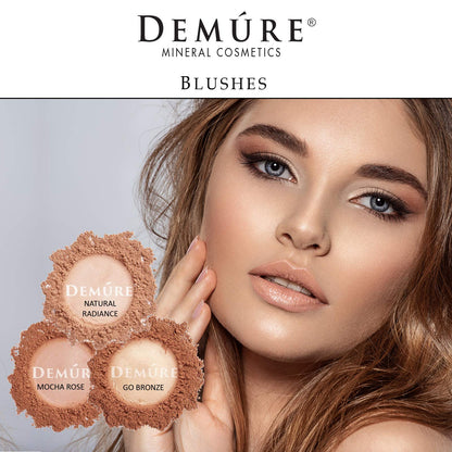 DEMURE Mineral Blush Makeup – Natural Radiance, Loose Powder, 12 Shades, Satin Finish, Cruelty Free