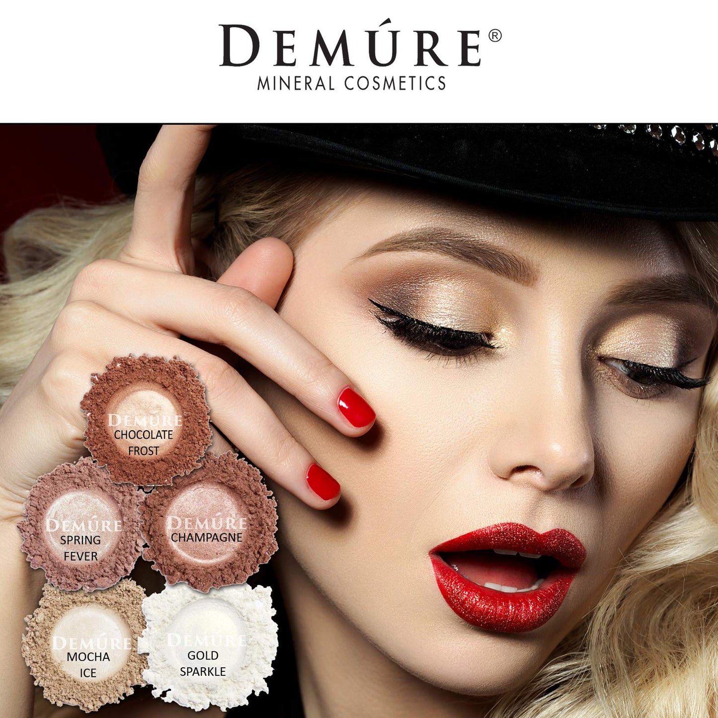 DEMÚRE Demure Mineral Glitter Eye Shadow – Gold Sparkle Shimmer (Loose Powder)
