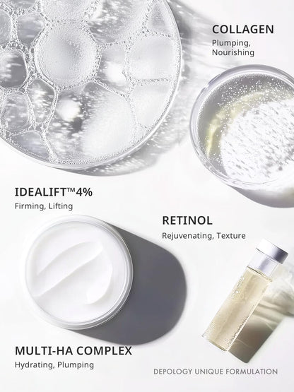 Depology Firming Neck & Décolleté Cream – IDEALIFT 4%, Retinol, Multi-HA (1.69 oz)