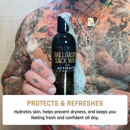 Derm Dude BallGasmic Ball Wash for Men – Anti-Chafing, Charcoal Odor Absorber, Strawberry Scent, 8oz