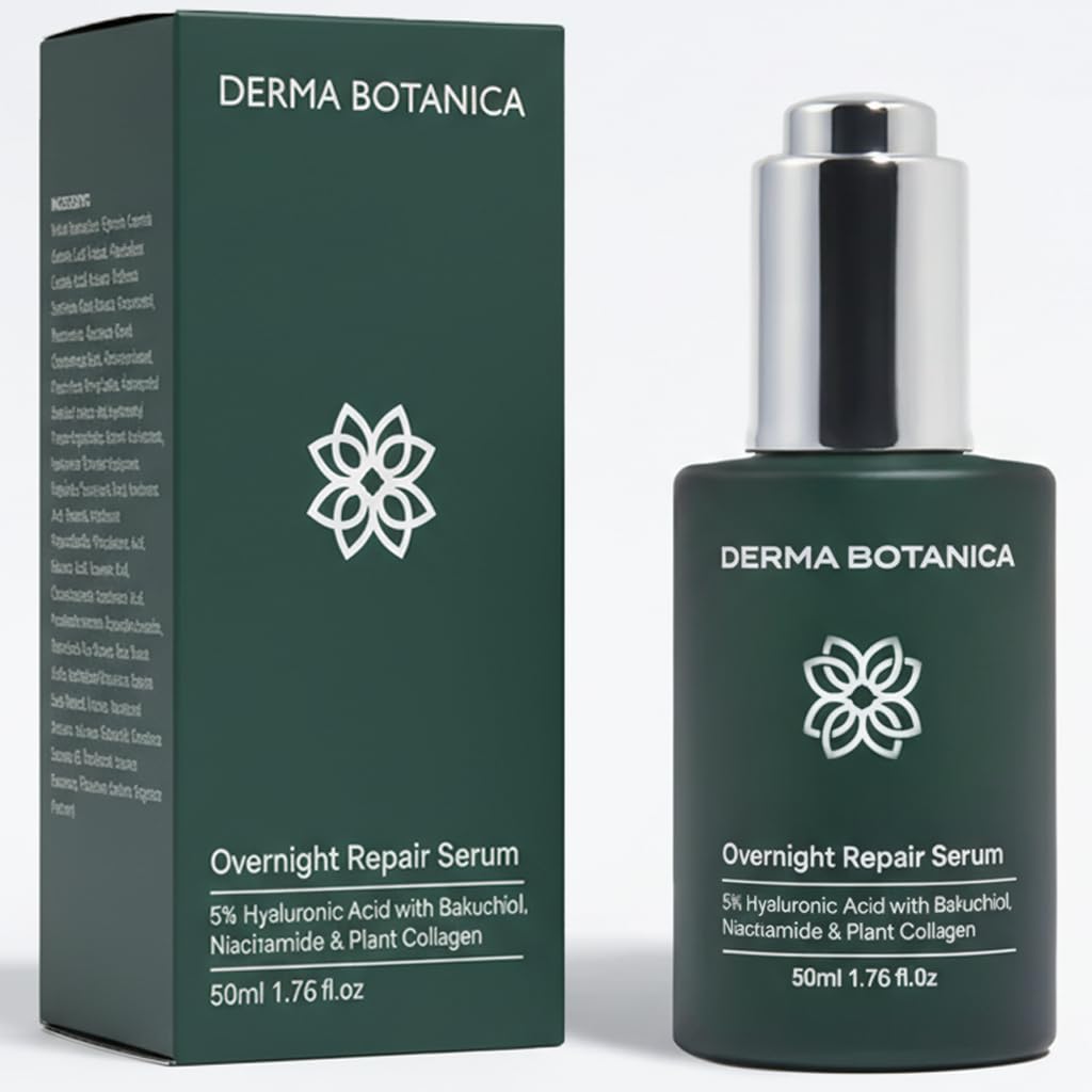 Derma Botanica Overnight Repair Serum — Multi-Molecular Hyaluronic Acid, Bakuchiol & Niacinamide | 1.76 fl oz