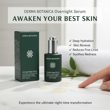 Derma Botanica Overnight Repair Serum — Multi-Molecular Hyaluronic Acid, Bakuchiol & Niacinamide | 1.76 fl oz