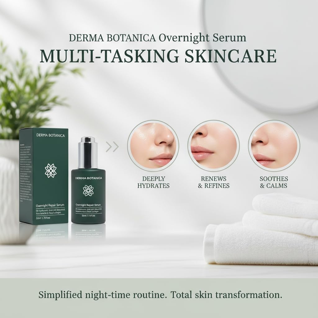 Derma Botanica Overnight Repair Serum — Multi-Molecular Hyaluronic Acid, Bakuchiol & Niacinamide | 1.76 fl oz