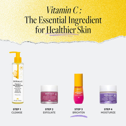 Derma E Vitamin C Serum with Hyaluronic Acid – All Natural Brightening & Hydrating Facial Serum, 1oz