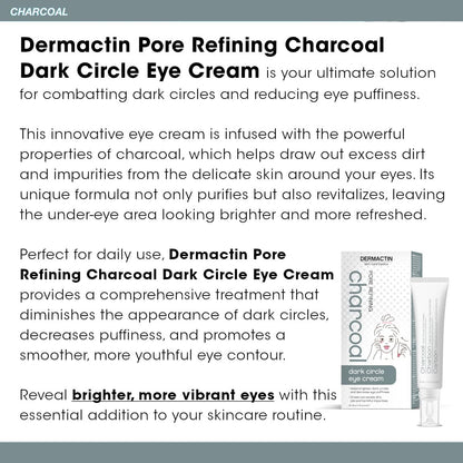 Dermactin Pore-Refining Charcoal Dark Circle Eye Cream 2 oz – Brighten Eyes & De-Puff
