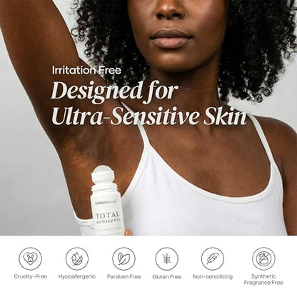 DERMAdoctor Total NonScents Ultra-Gentle Unscented Antiperspirant for Sensitive Skin – Clinically Strong Roll-On
