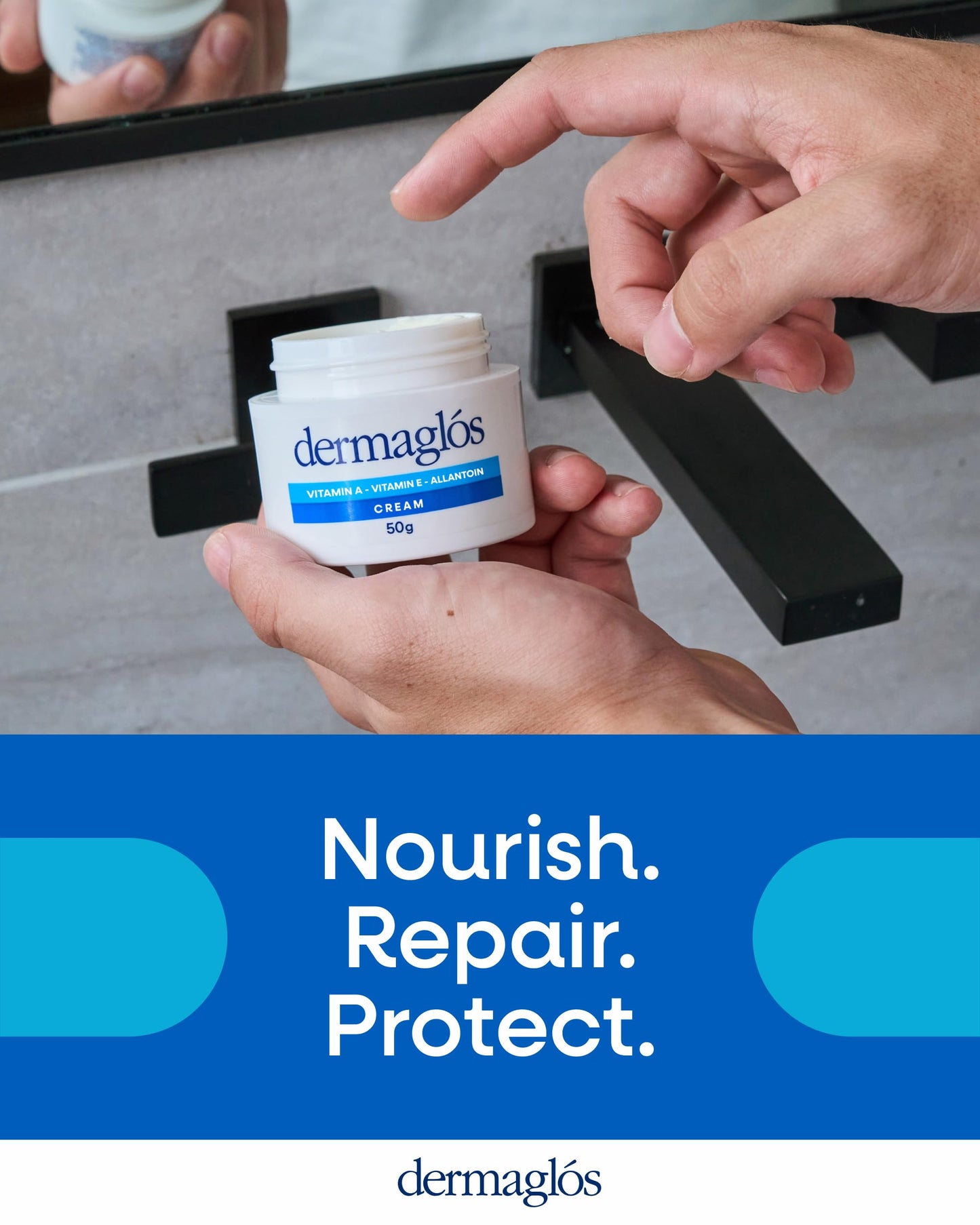 Dermaglós Moisturizing Cream with Vitamin A, E & Allantoin | Hydration for Wrinkles, Scars, Stretch Marks, Tattoo Aftercare | 1.76 oz