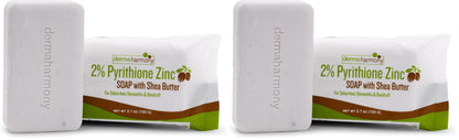DermaHarmony 2% Pyrithione Zinc Shea Butter Bar Soap – Two-Pack for Dandruff & Seborrheic Dermatitis (3.7 oz each)