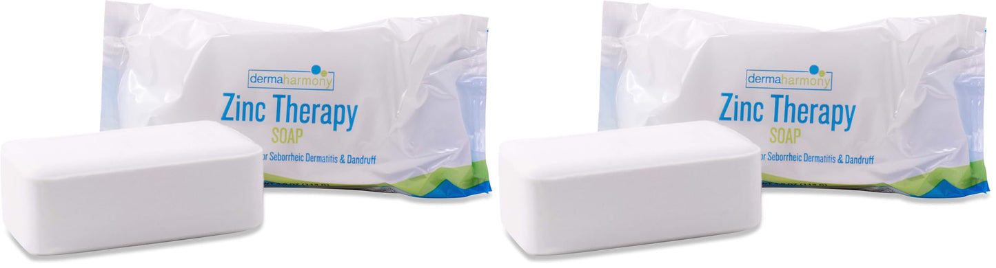 DermaHarmony 2% Pyrithione Zinc Bar Soap – Pack of 2 (4 oz) for Sensitive Skin Conditions | Made in USA