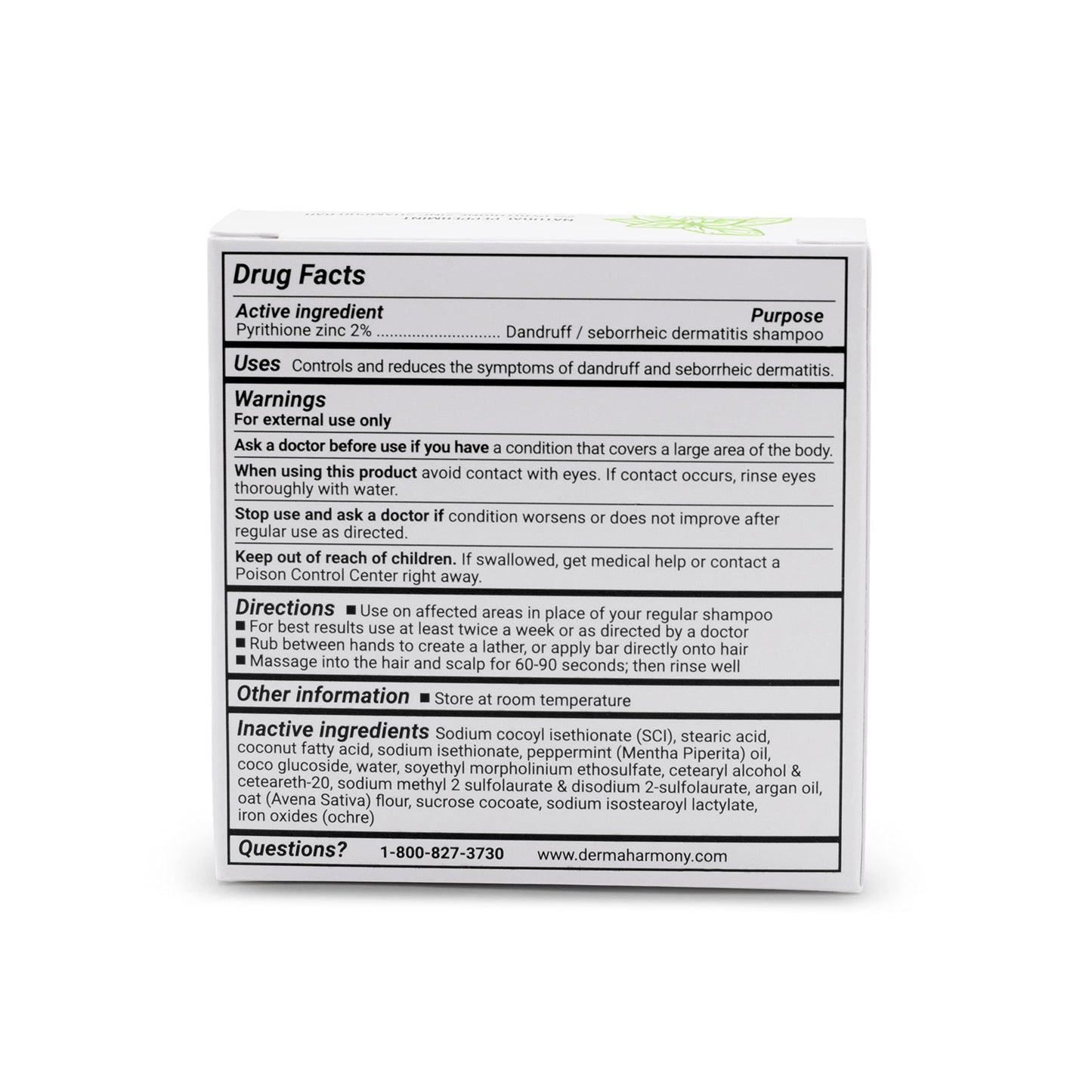 Dermaharmony 2% Pyrithione Zinc Shampoo Bar – Fragrance-Free, 4 Oz