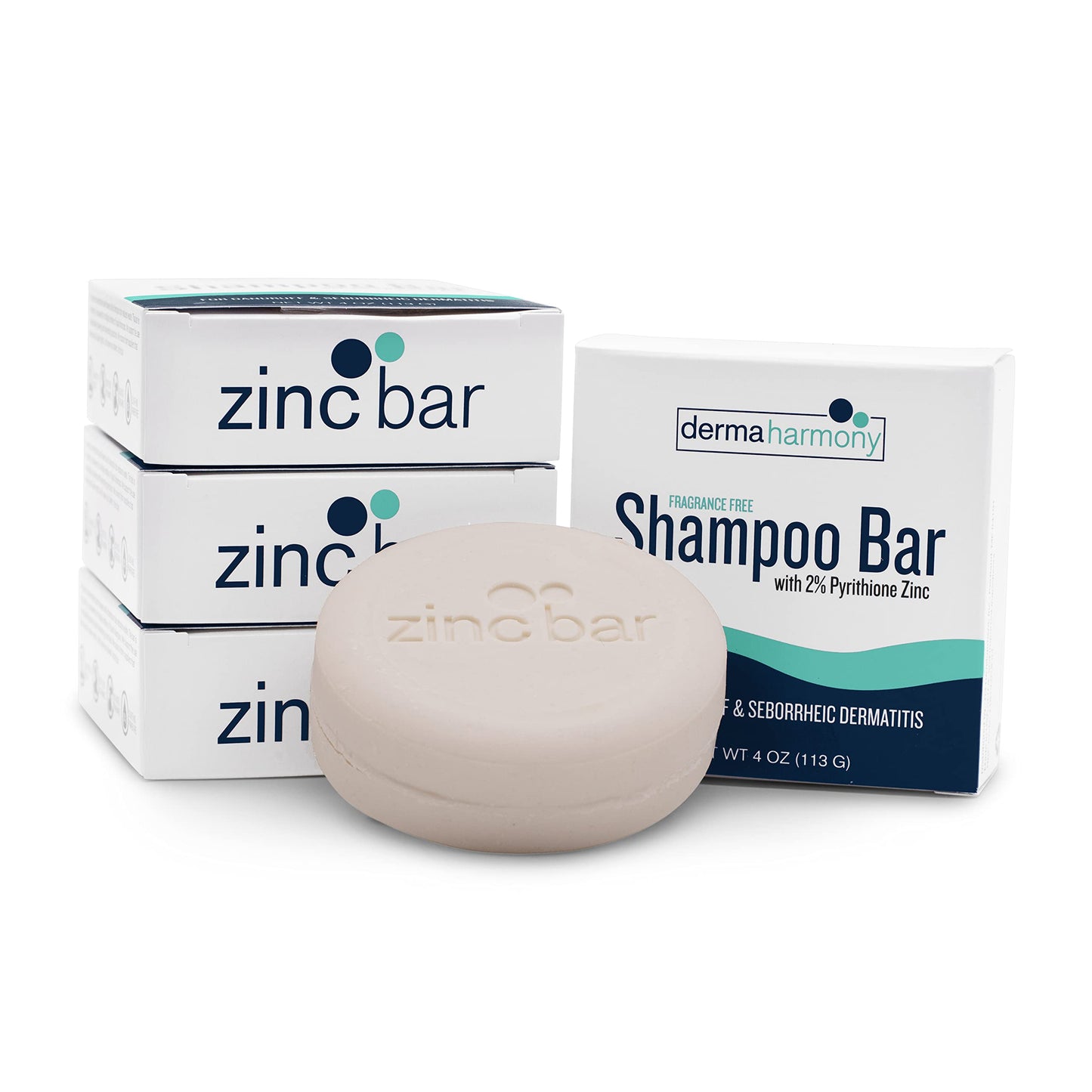 Dermaharmony 2% Pyrithione Zinc Shampoo Bar – Fragrance-Free, 4 Oz